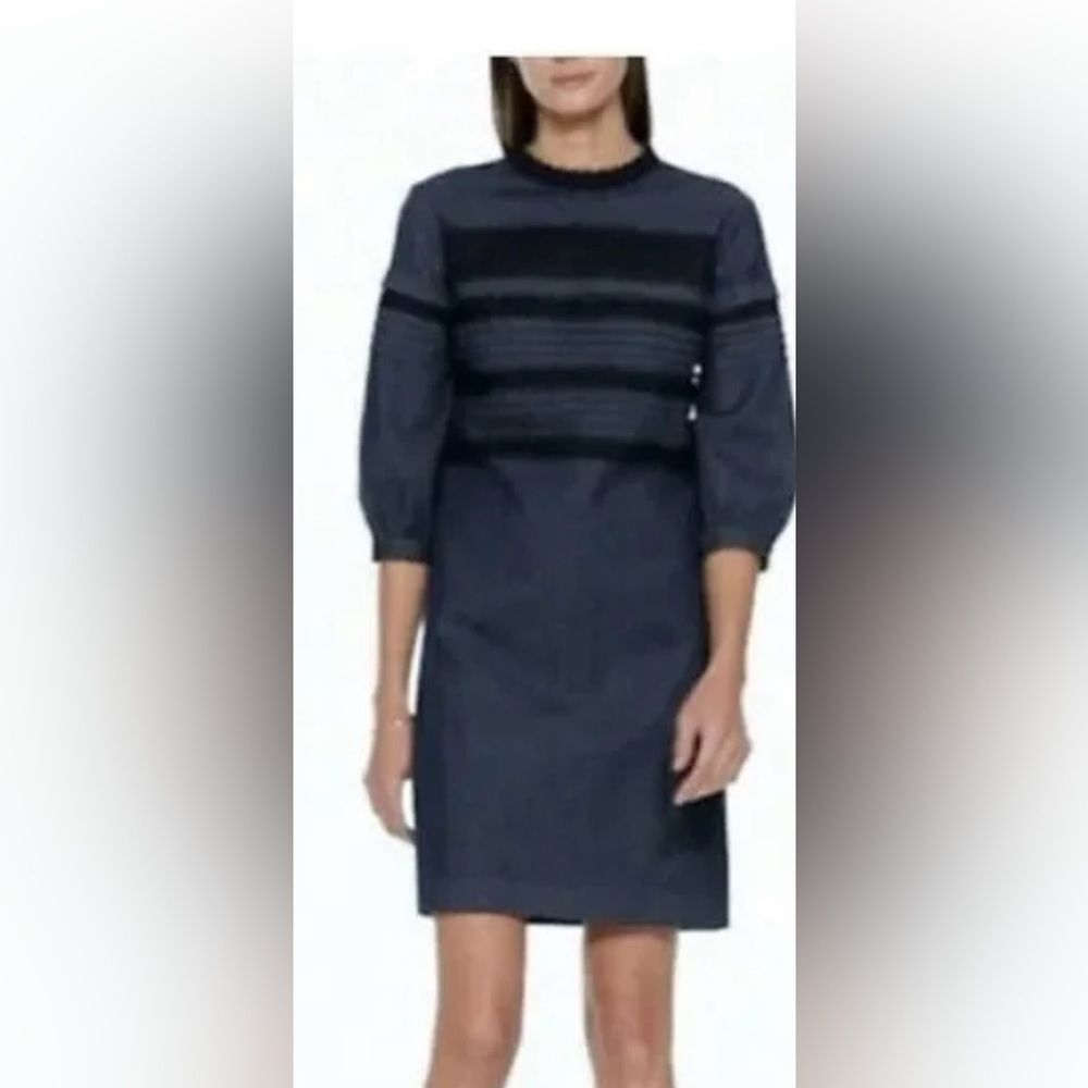 Banana Republic Pintuck & Lace Shift Dress,‎ Rinse Size 8 - Picture 2 of 9